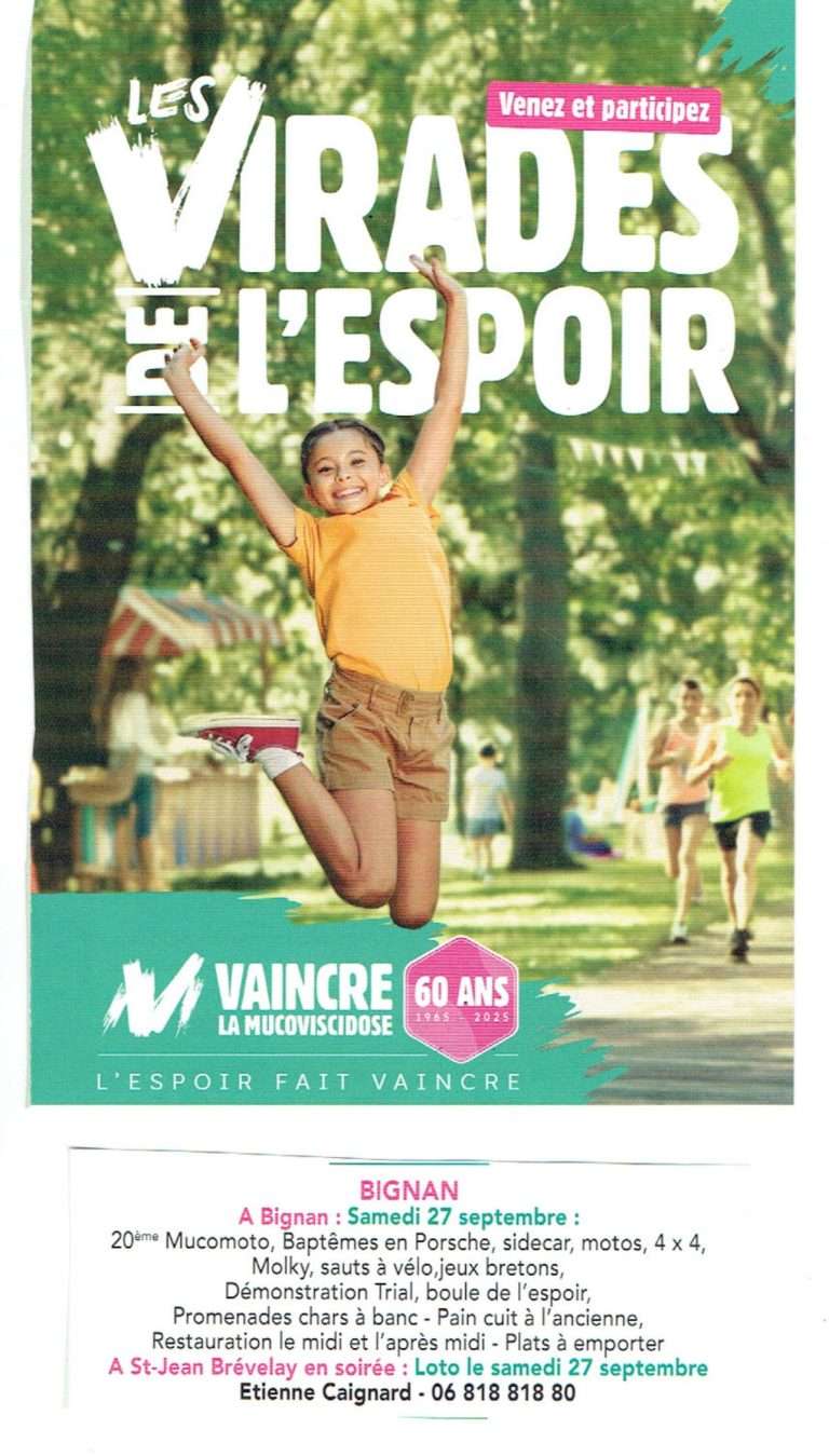 Virades de l’ ESPOIR à Bignan le 27 Sept 2025